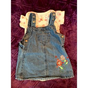 LOT of TWO size 12 months girl - one overall denim dress with carter's bodysuit